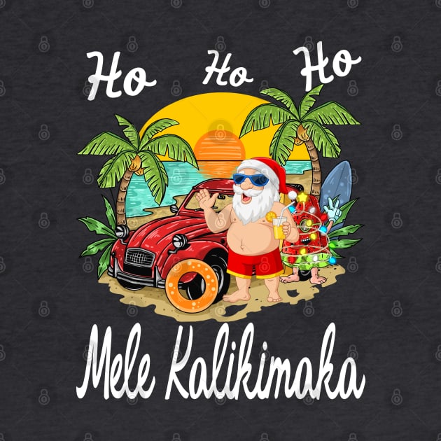 Mele Kalikimaka Santa Christmas Watermelon Surfing by intelus